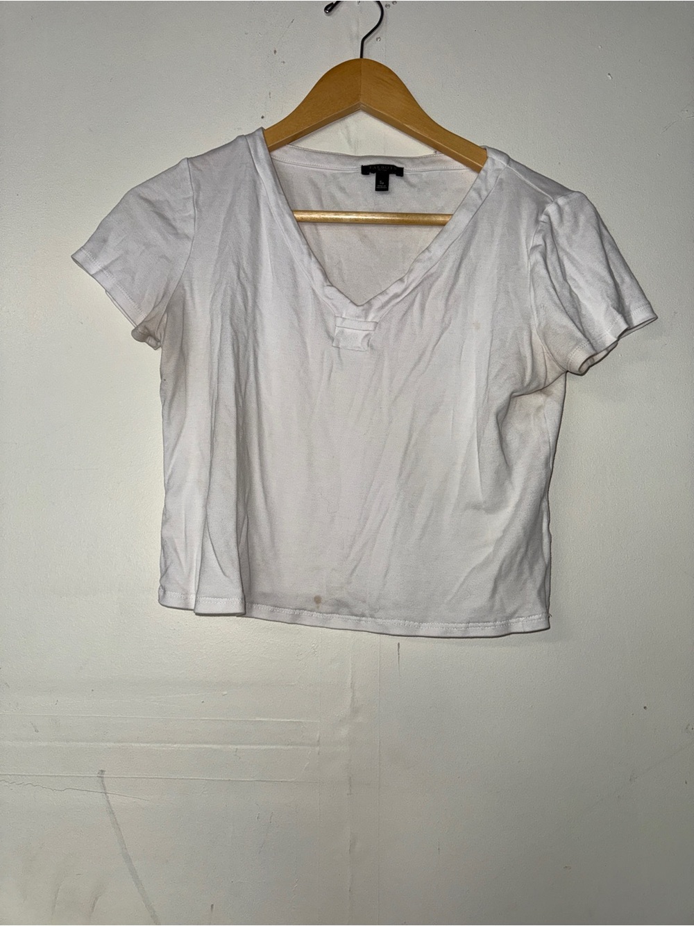 White V-Neck Short Sleeve Women's Top